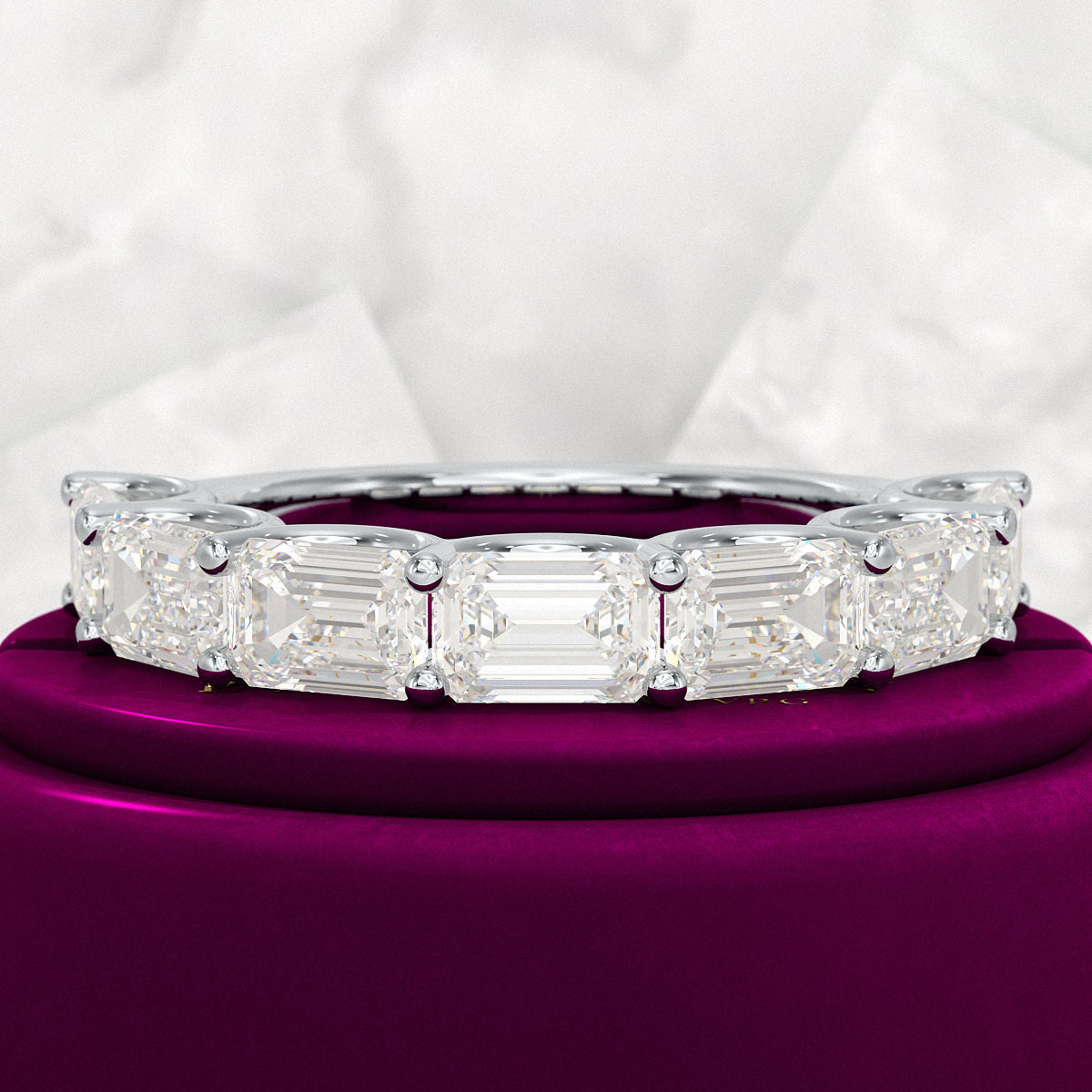 3.50cts East West Emerald Cut Diamond Minimalist Stacking Eternity Band - Evara Jewelry LLC