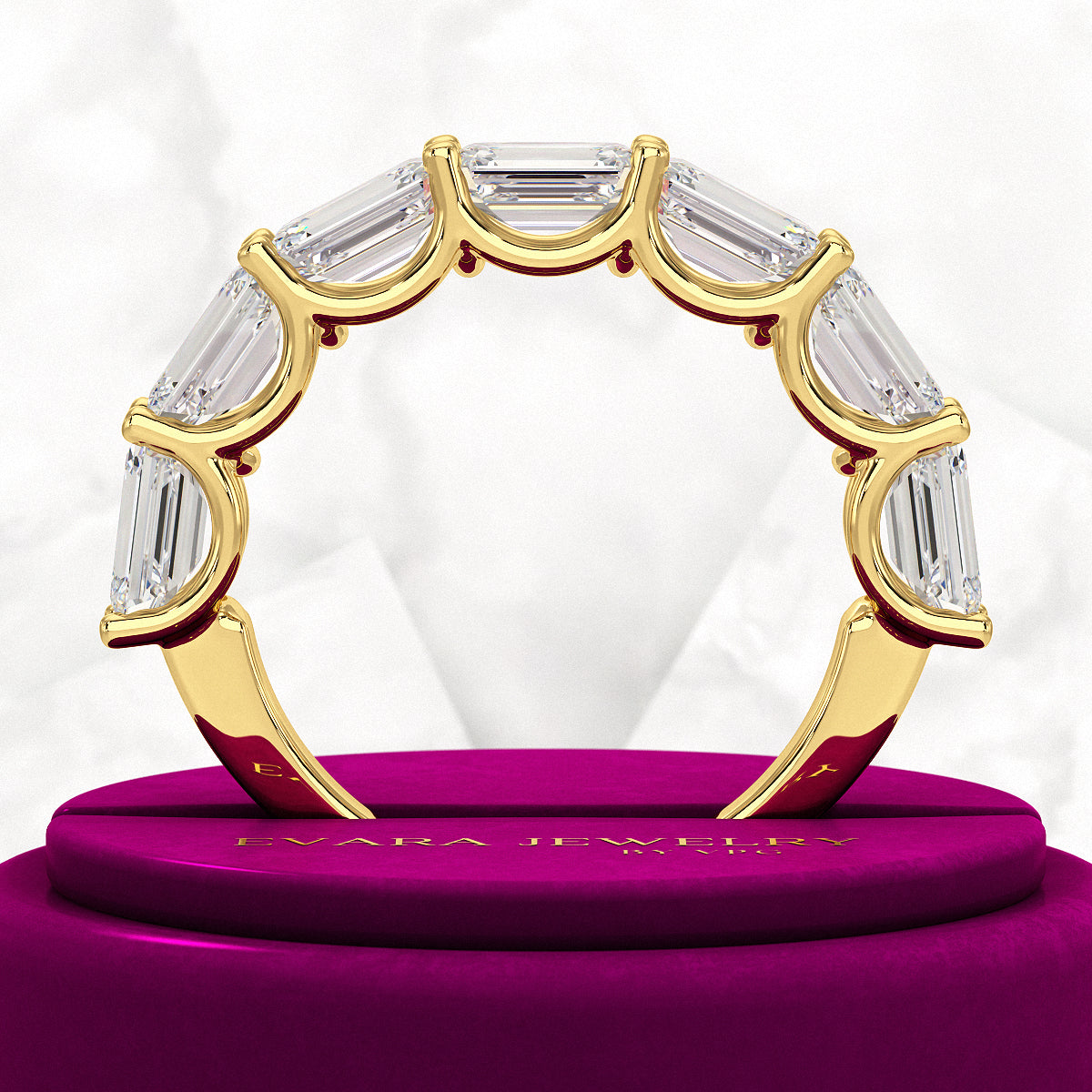 3.50cts East West Emerald Cut Diamond Minimalist Stacking Eternity Band - Evara Jewelry LLC