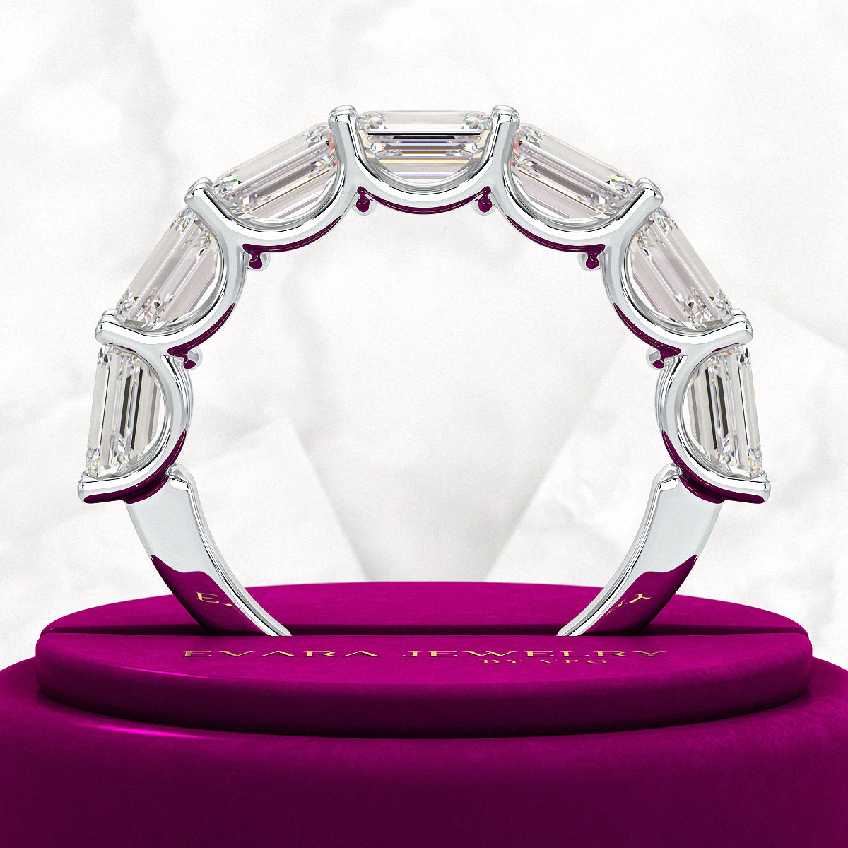 3.50cts East West Emerald Cut Diamond Minimalist Stacking Eternity Band - Evara Jewelry LLC