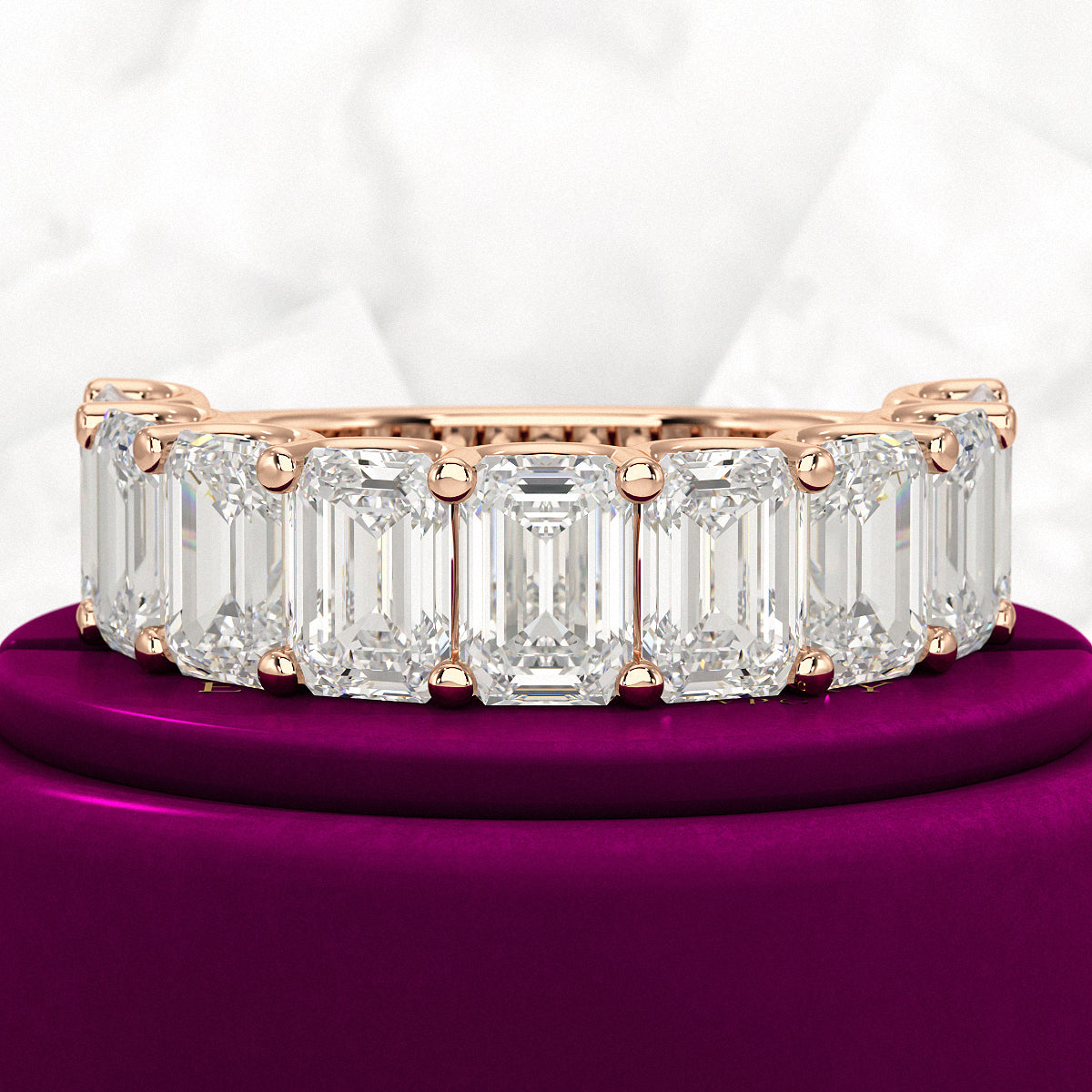 7 Carats Emerald Cut Diamond Minimalist Stacking Band - Evara Jewelry LLC