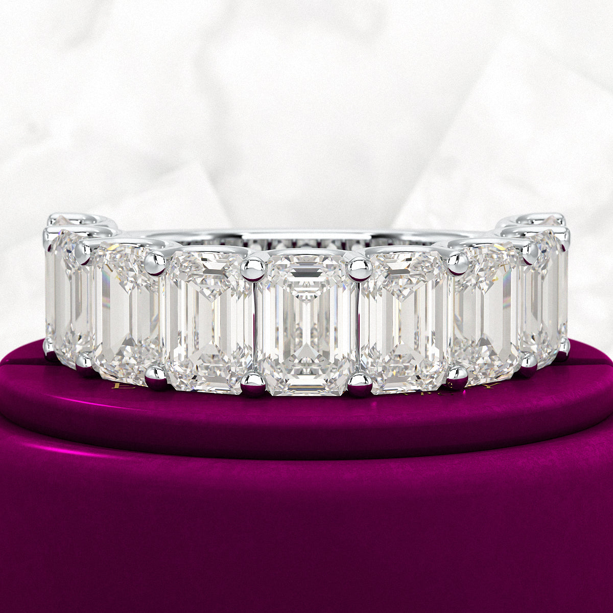 7 Carats Emerald Cut Diamond Minimalist Stacking Band - Evara Jewelry LLC