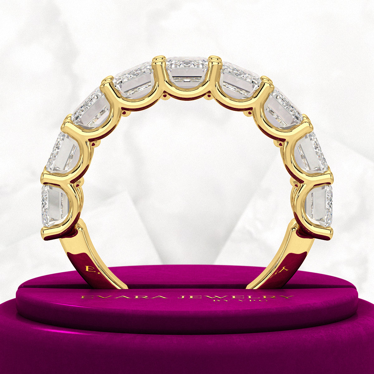 7 Carats Emerald Cut Diamond Minimalist Stacking Band - Evara Jewelry LLC