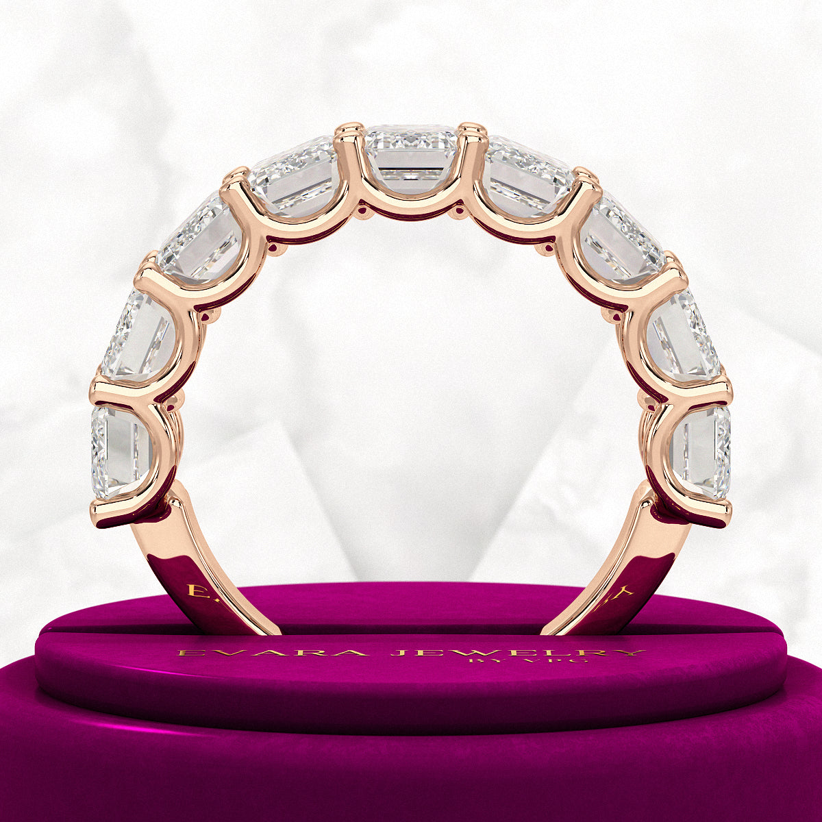 7 Carats Emerald Cut Diamond Minimalist Stacking Band - Evara Jewelry LLC