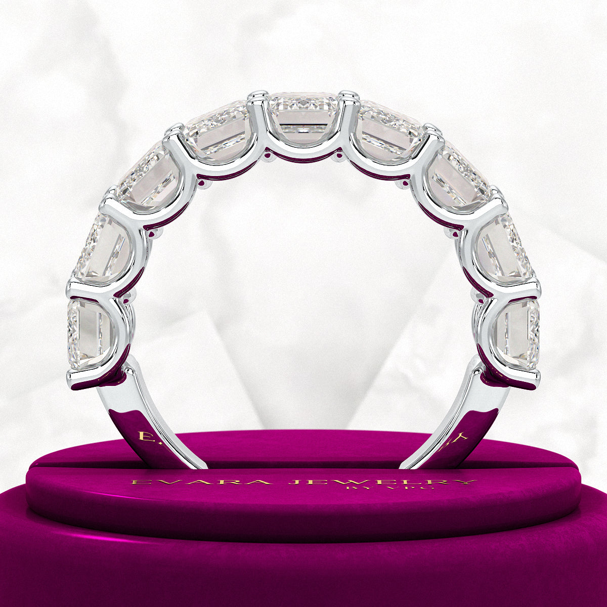 7 Carats Emerald Cut Diamond Minimalist Stacking Band - Evara Jewelry LLC