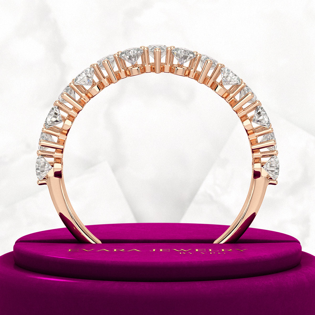 North South Pear Cut Diamond Art Deco Half Eternity Stacking Band - Evara Jewelry LLC