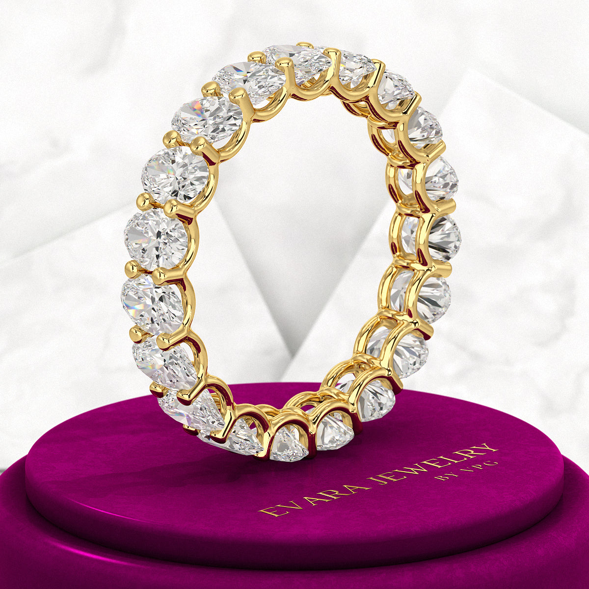 5 Carat Oval Cut Diamond Minimalist Eternity Wedding Band - Evara Jewelry LLC