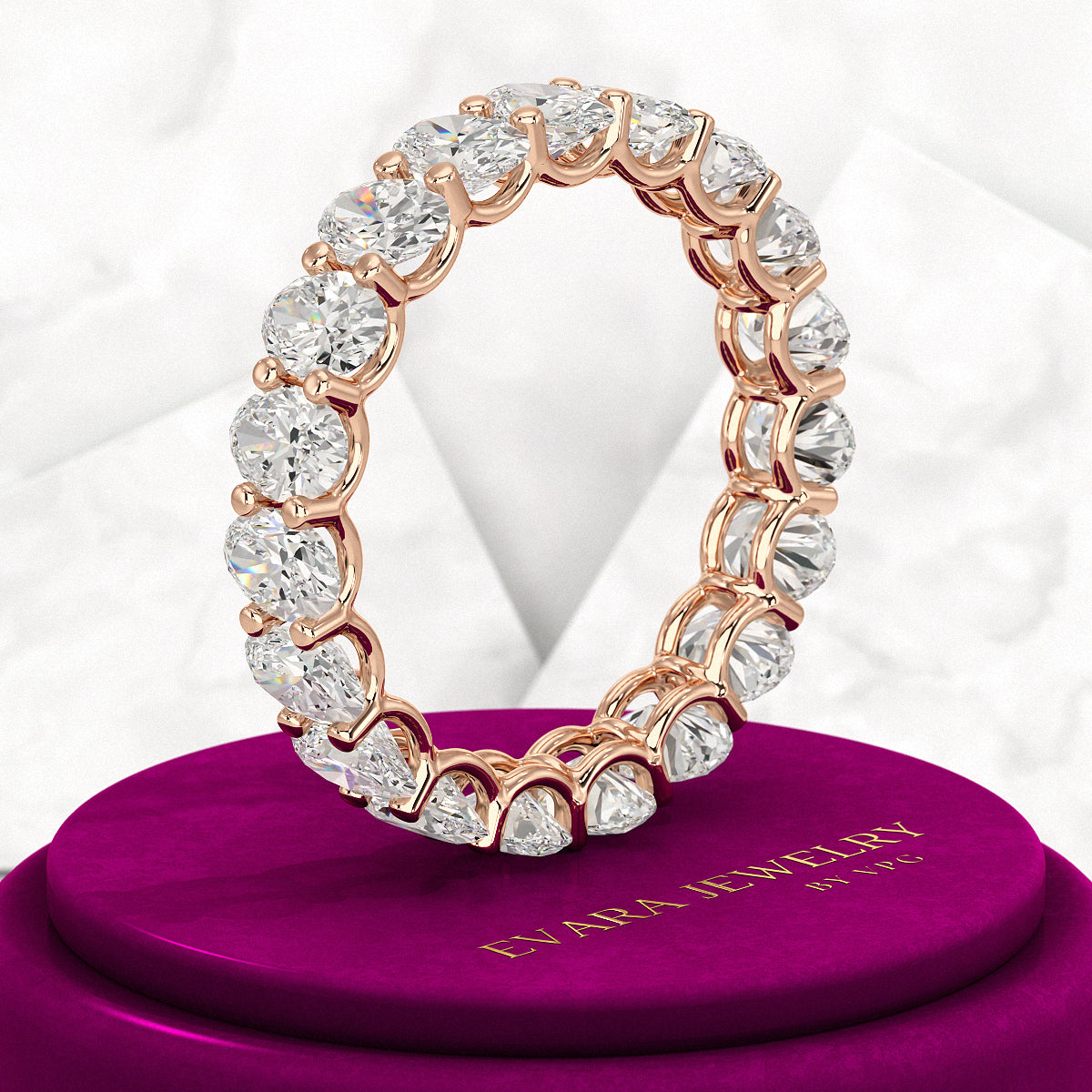 5 Carat Oval Cut Diamond Minimalist Eternity Wedding Band - Evara Jewelry LLC