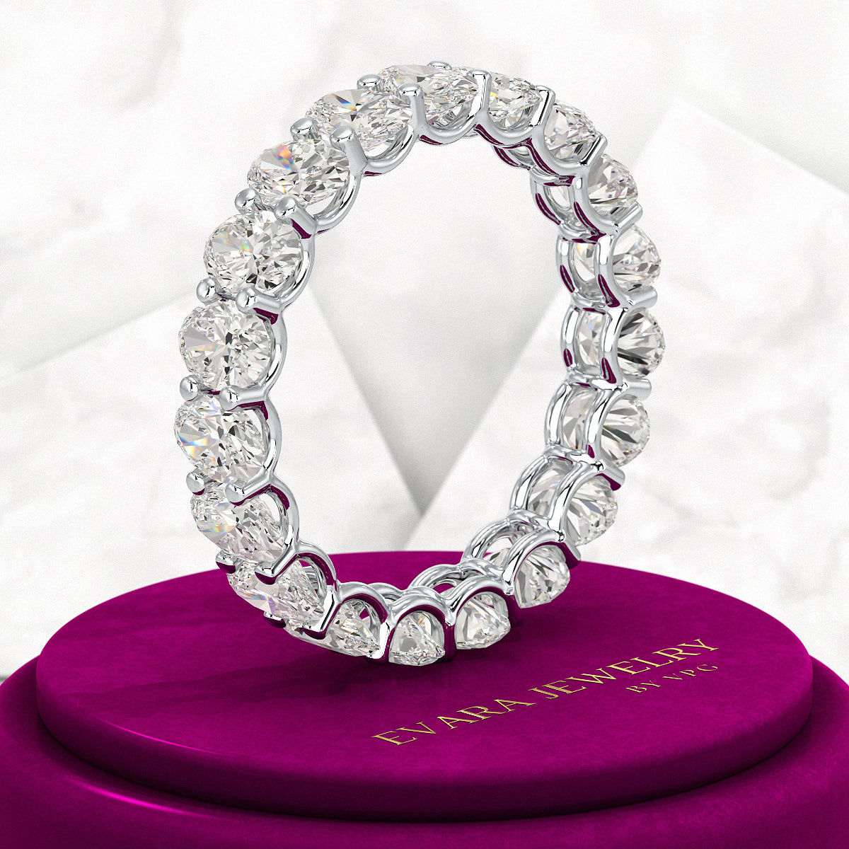 5 Carat Oval Cut Diamond Minimalist Eternity Wedding Band - Evara Jewelry LLC