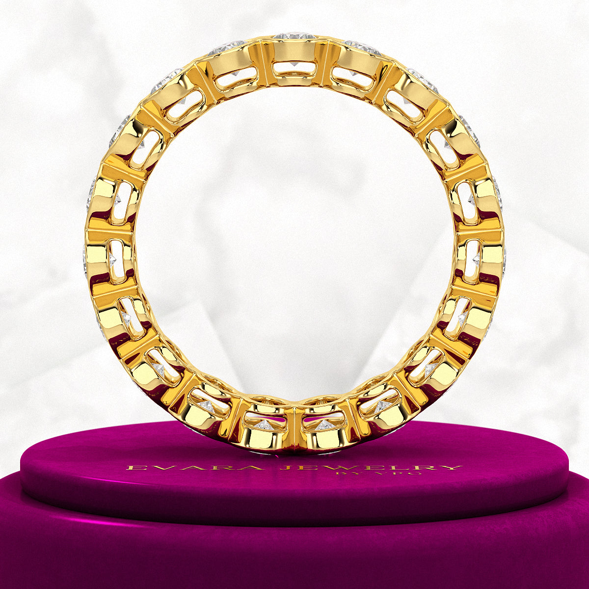 Bezel Set 5 Carat Pear Cut Diamond Eternity Wedding Band - Evara Jewelry LLC