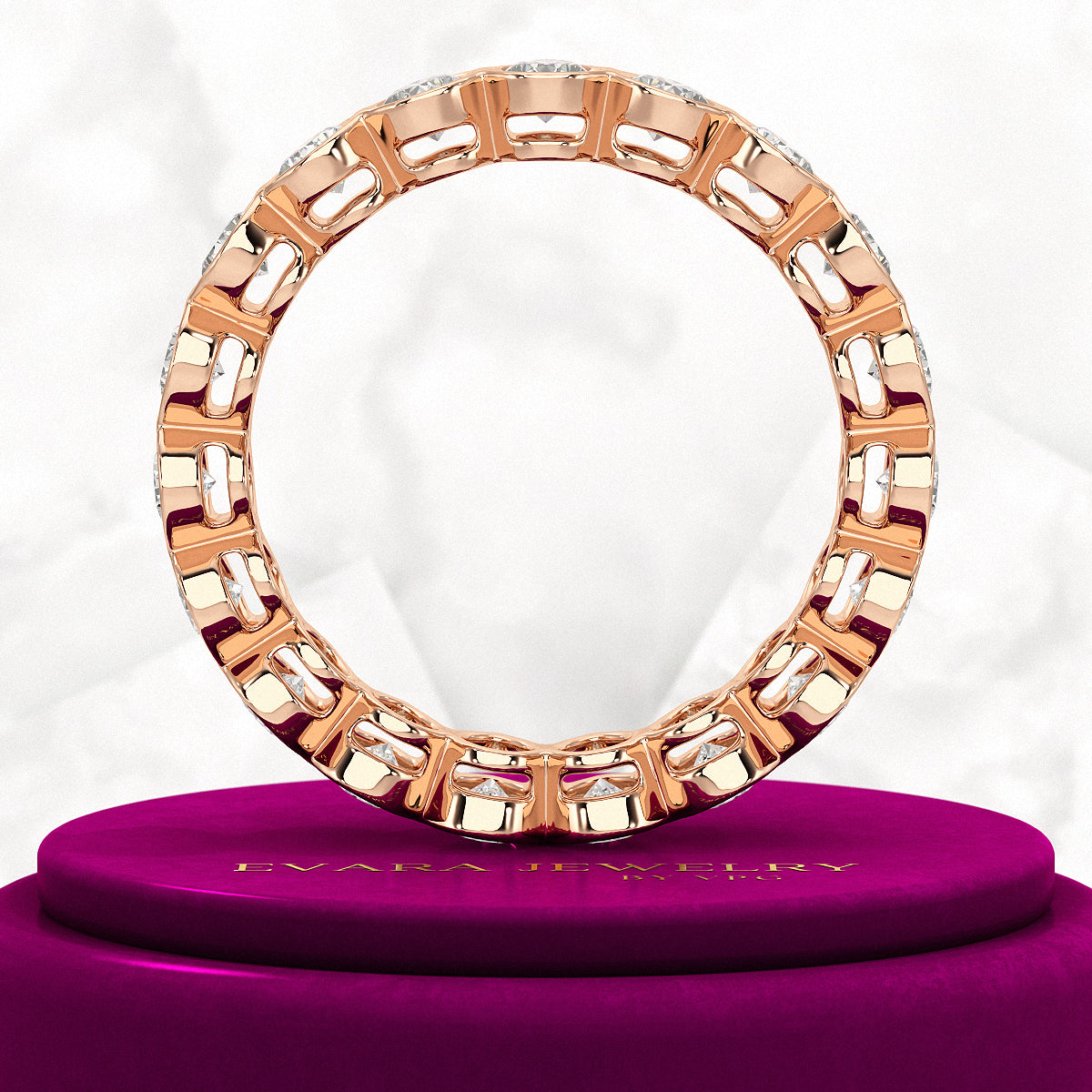 Bezel Set 5 Carat Pear Cut Diamond Eternity Wedding Band - Evara Jewelry LLC