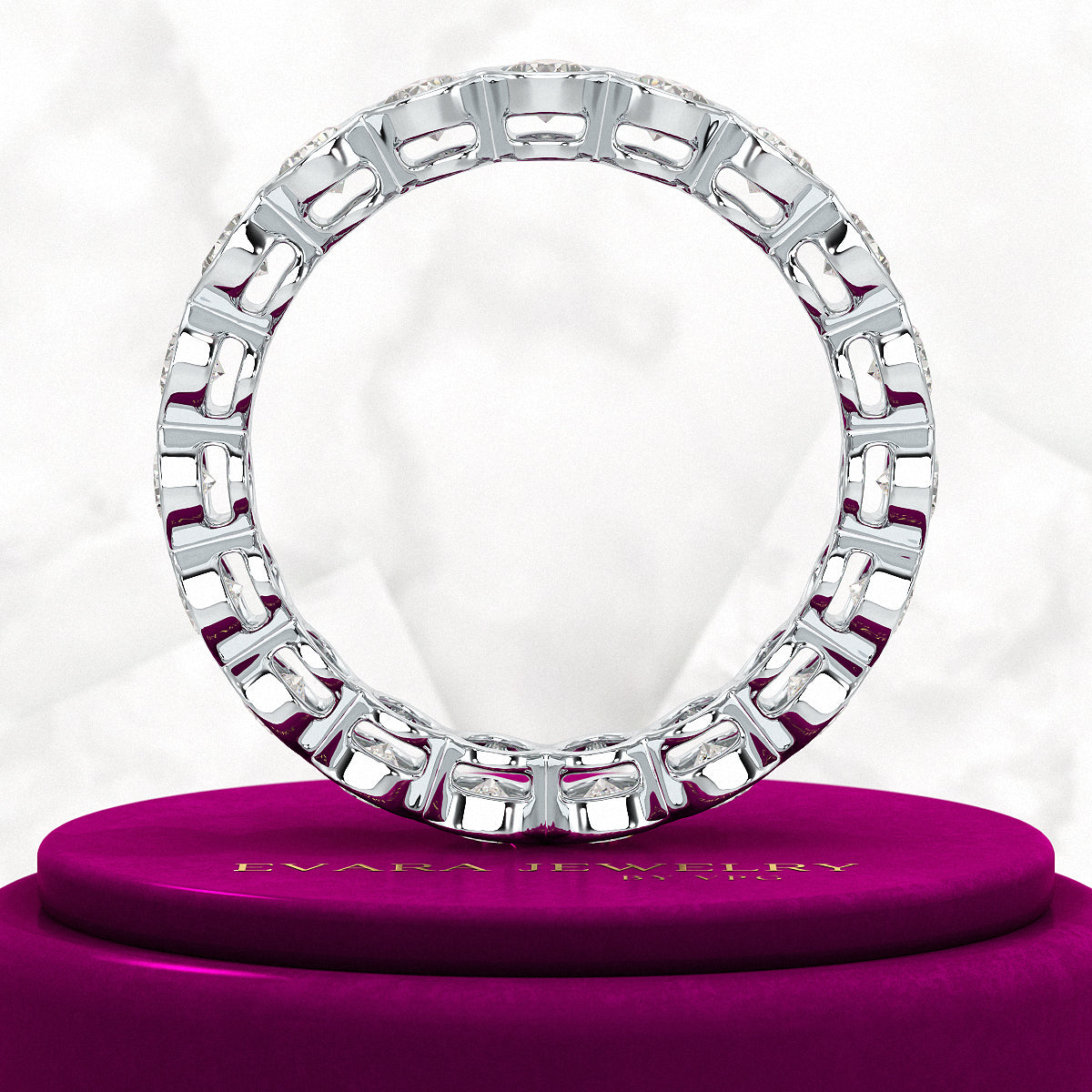 Bezel Set 5 Carat Pear Cut Diamond Eternity Wedding Band - Evara Jewelry LLC