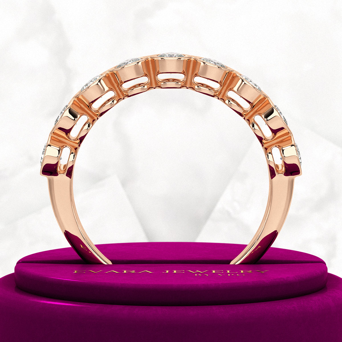 2.25 Carat Pear Cut Bezel Set Half Eternity Diamond Ring - Evara Jewelry LLC