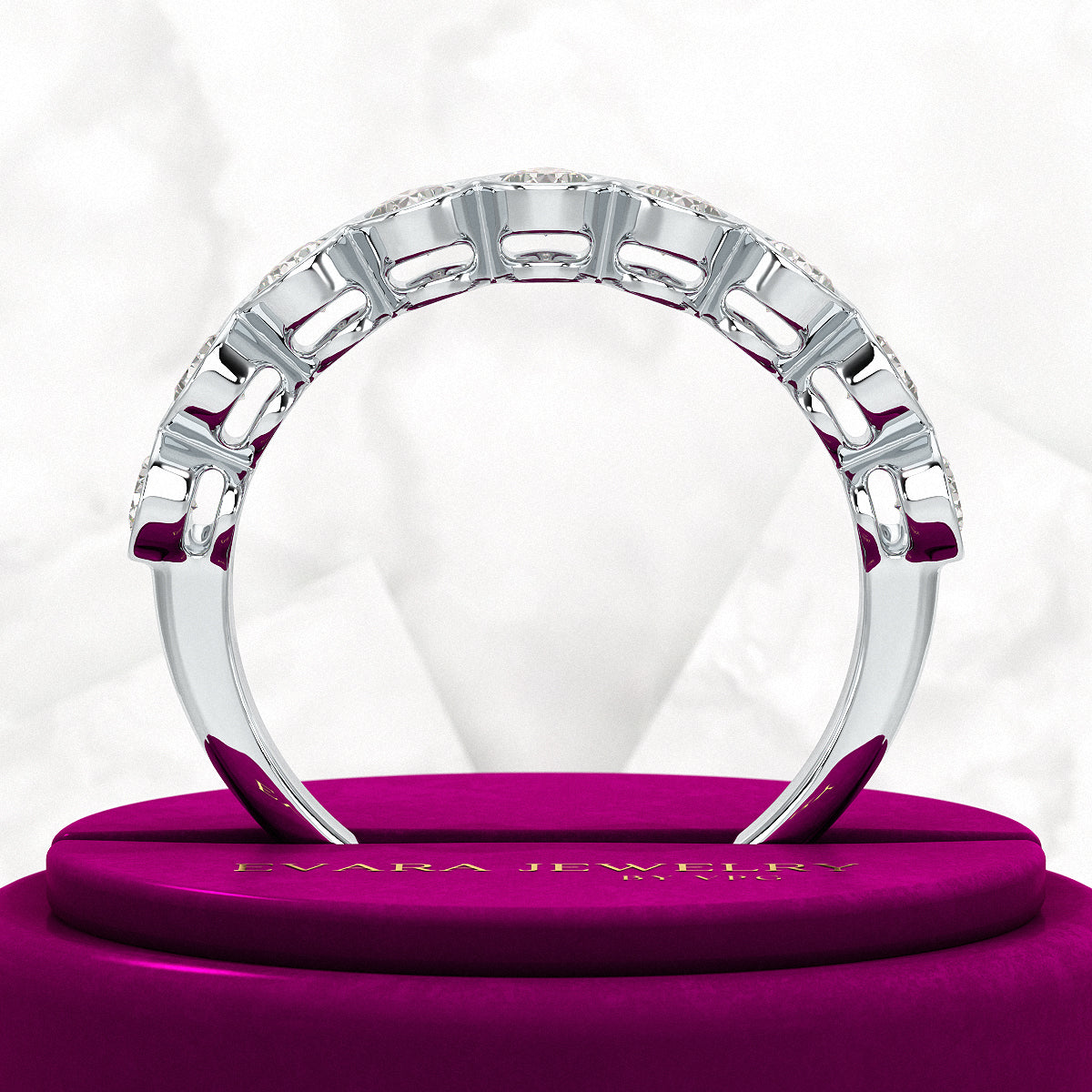 2.25 Carat Pear Cut Bezel Set Half Eternity Diamond Ring - Evara Jewelry LLC