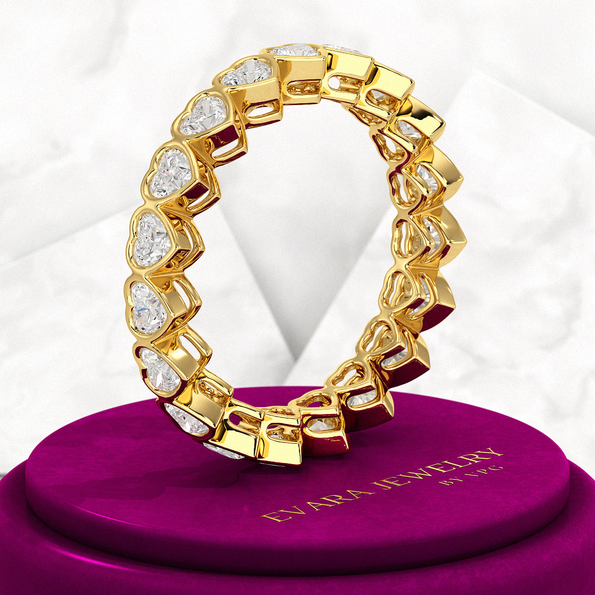 3 Carat Heart Cut Diamond Wedding Band - Evara Jewelry LLC