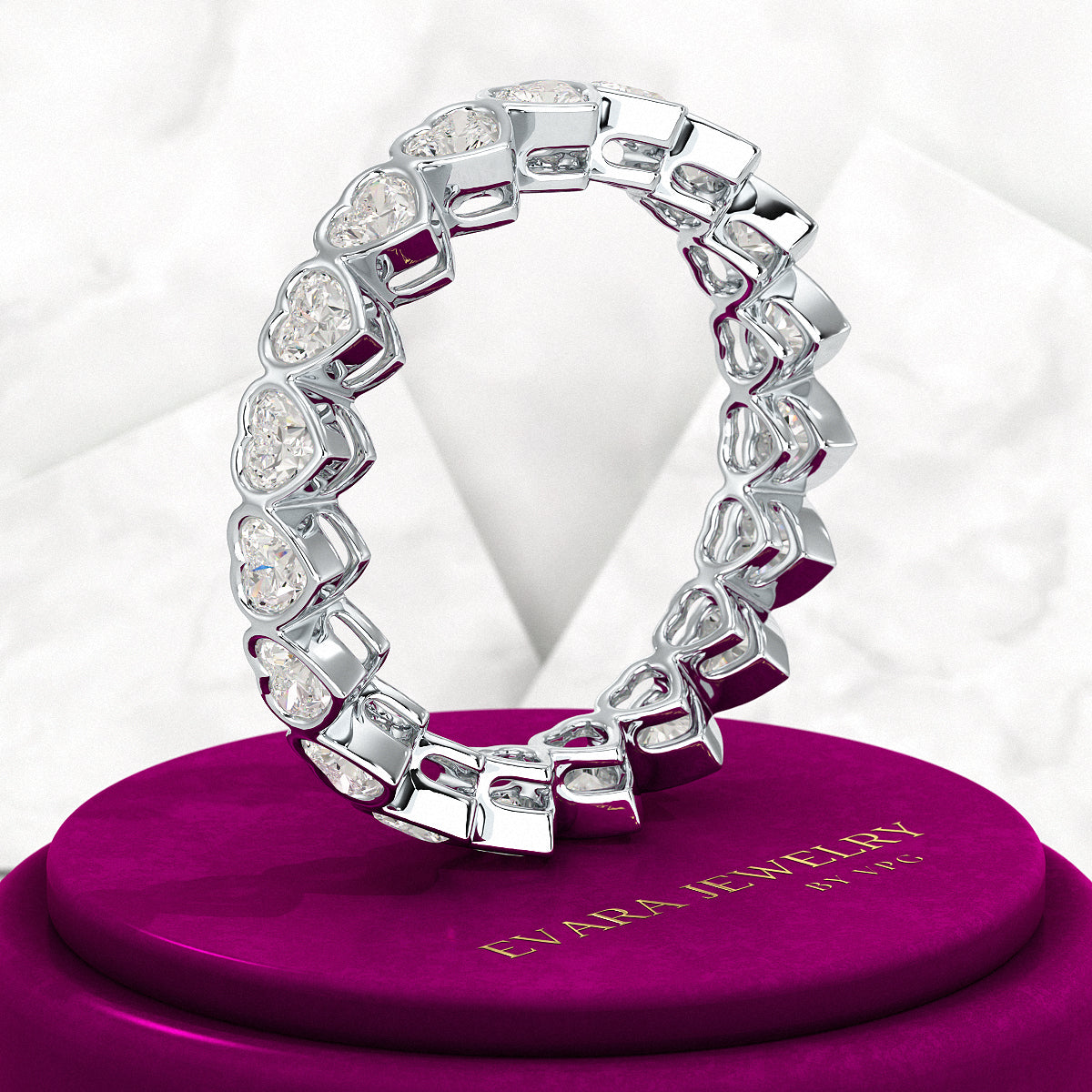 3 Carat Heart Cut Diamond Wedding Band - Evara Jewelry LLC