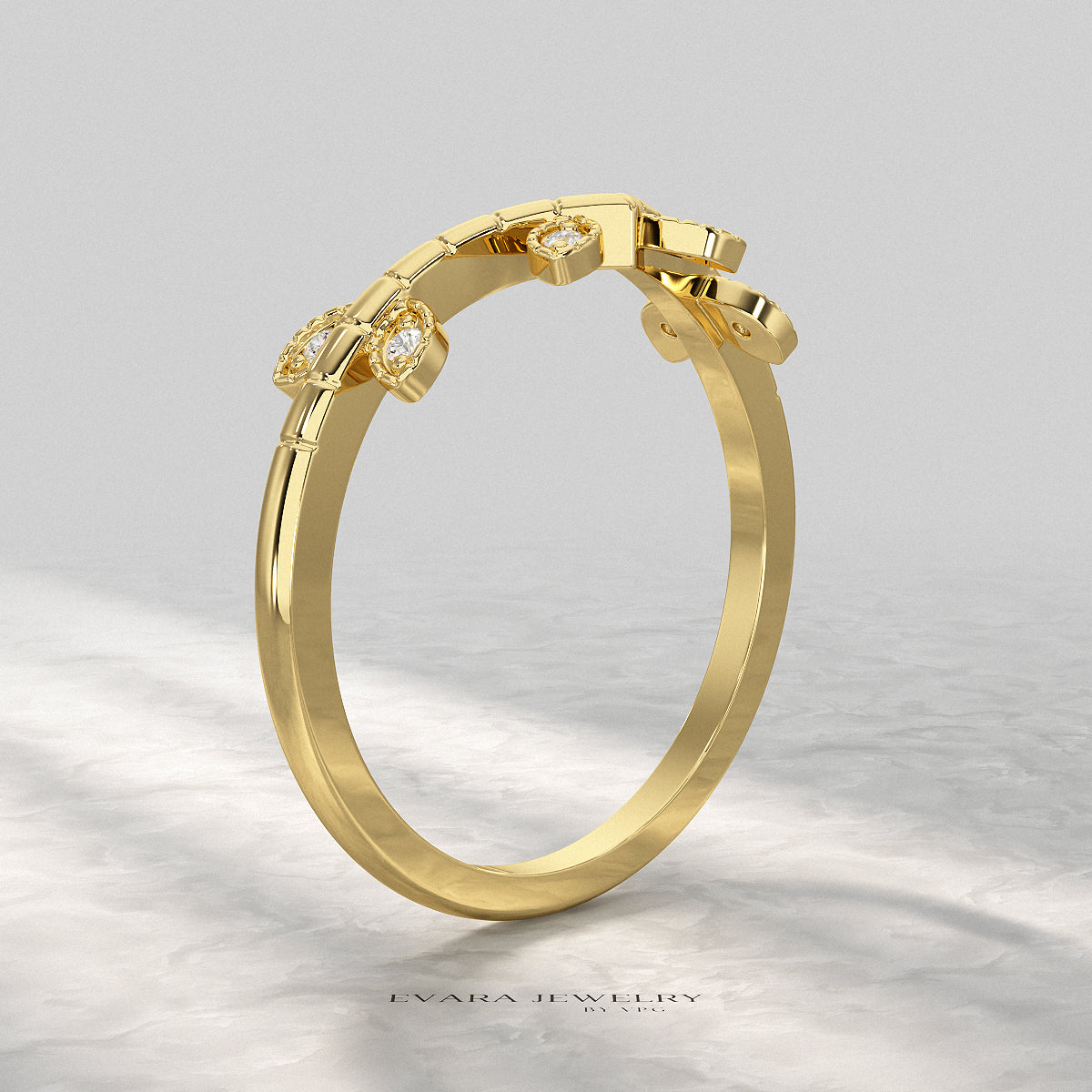 Nature Inspired Diamond Twig Stacking Ring