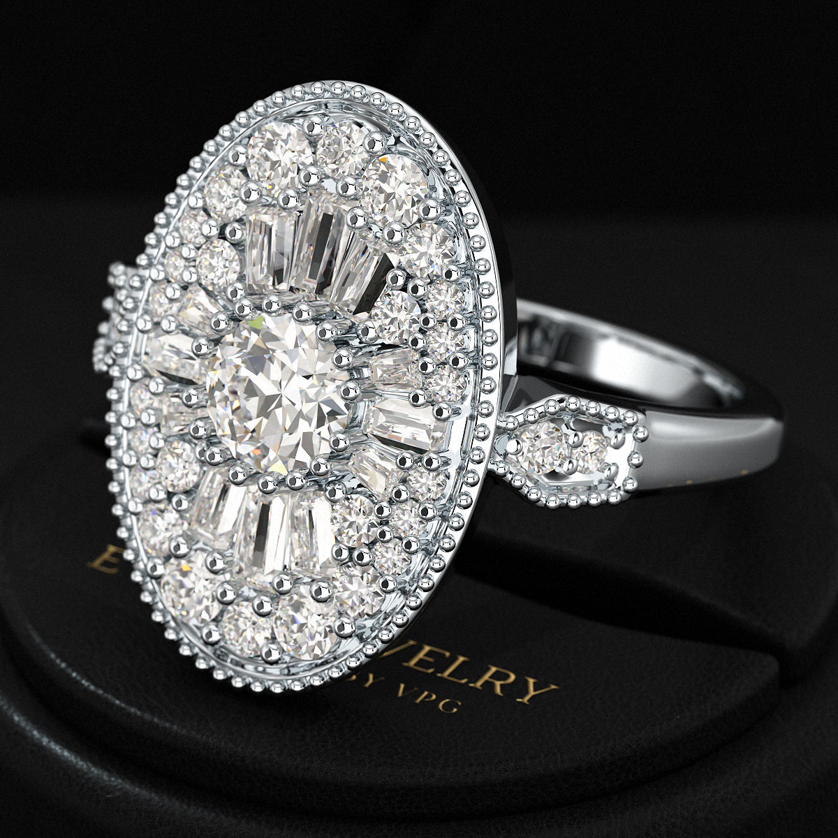 Oval Vintage Diamond Mosaic Ring - Evara Jewelry LLC