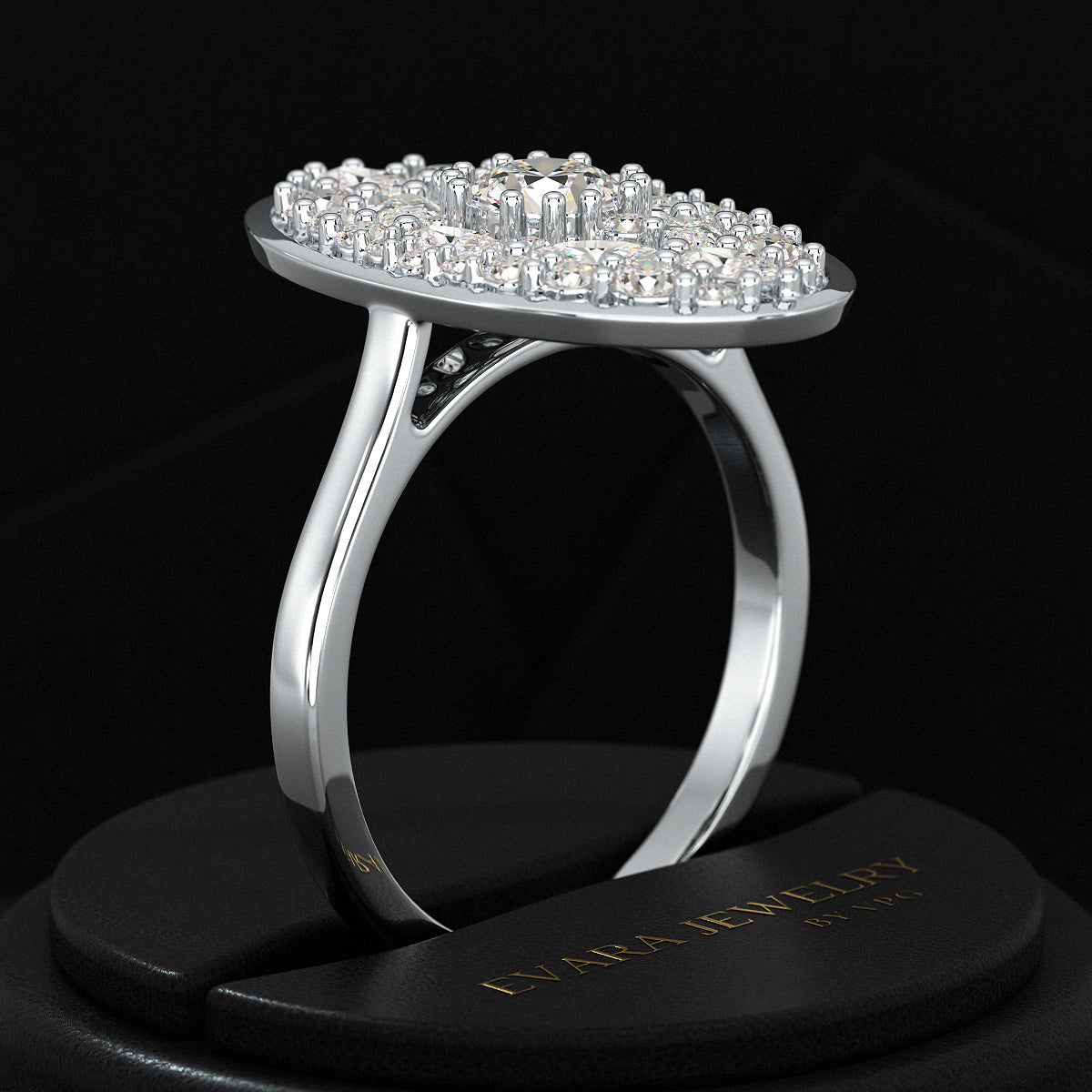 Oval Shape Diamond Mosaic Proposal Ring - Evara Jewelry LLC