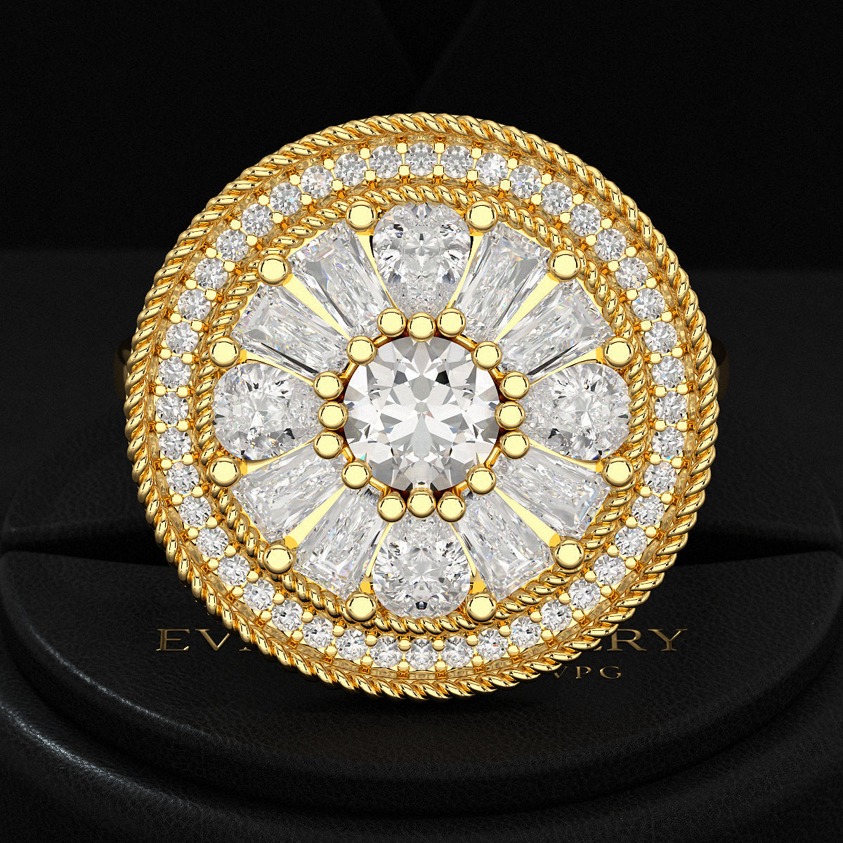 Round Diamond Mosaic Anniversary Ring - Evara Jewelry LLC