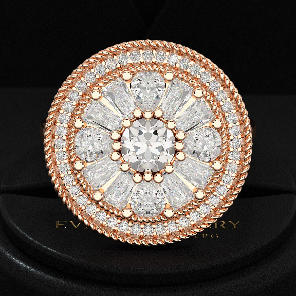 Round Diamond Mosaic Anniversary Ring - Evara Jewelry LLC