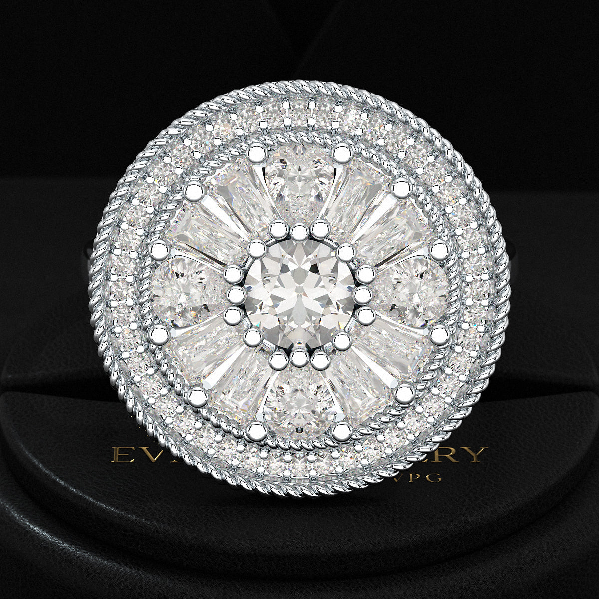 Round Diamond Mosaic Anniversary Ring - Evara Jewelry LLC