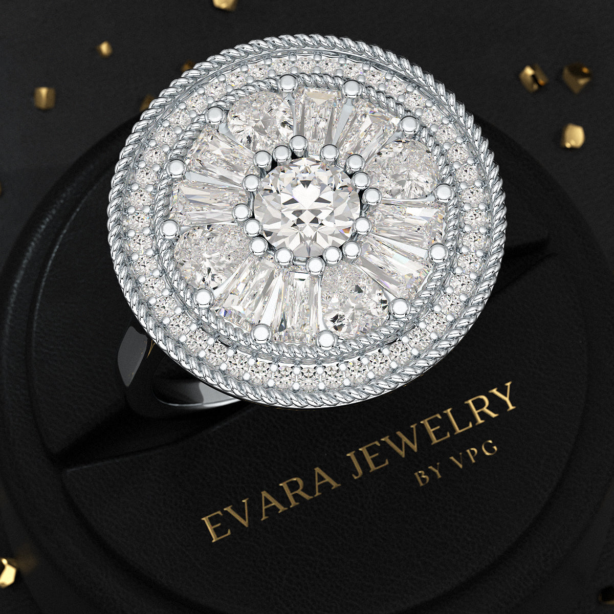 Round Diamond Mosaic Anniversary Ring - Evara Jewelry LLC