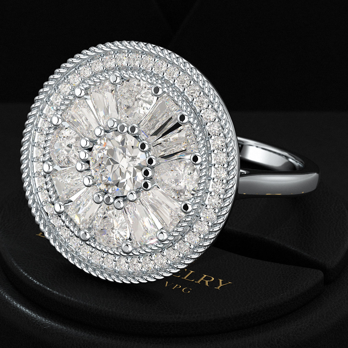 Round Diamond Mosaic Anniversary Ring - Evara Jewelry LLC