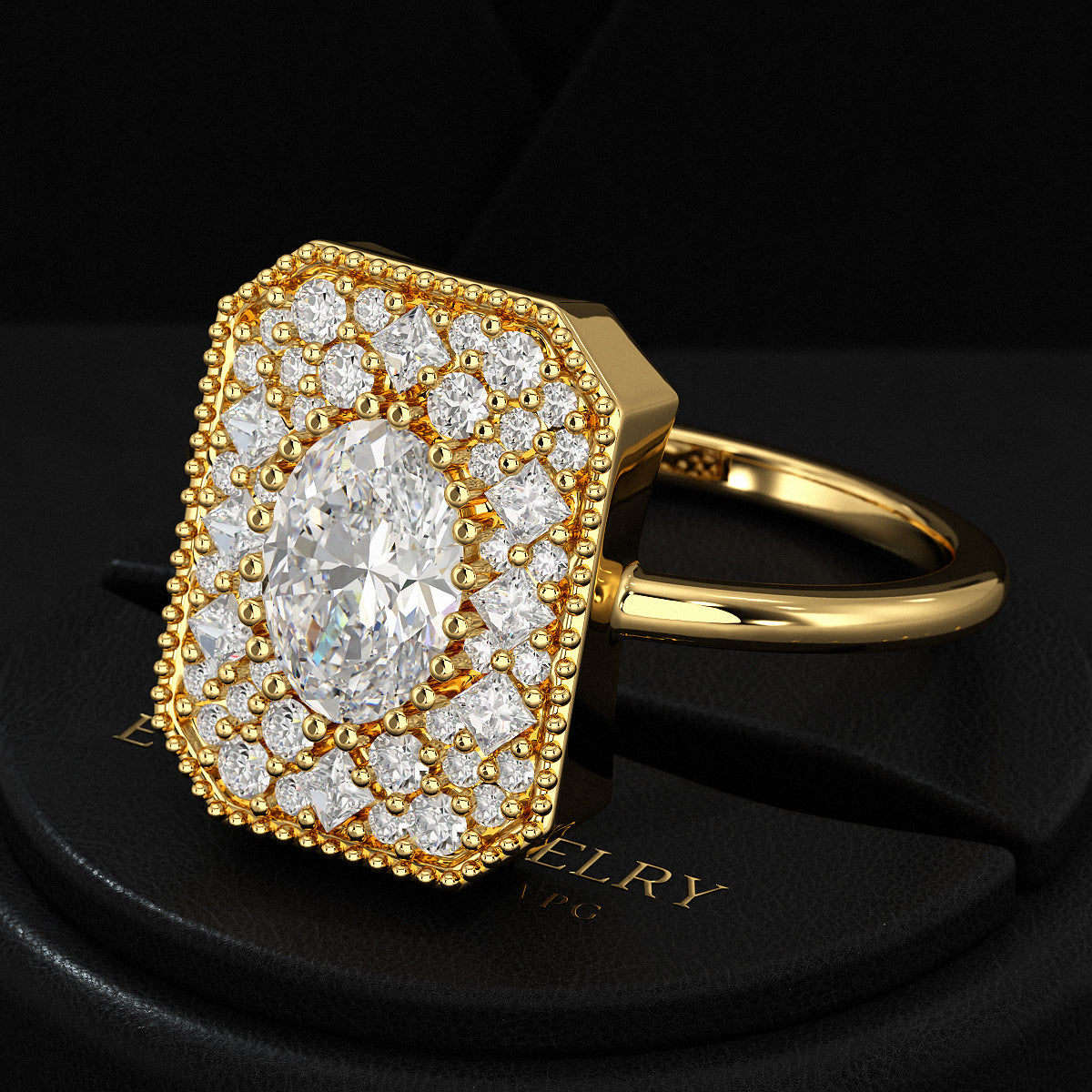 Antique Diamond Mosaic Engagement Ring - Evara Jewelry LLC