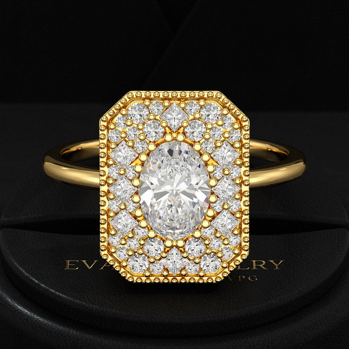 Antique Diamond Mosaic Engagement Ring - Evara Jewelry LLC