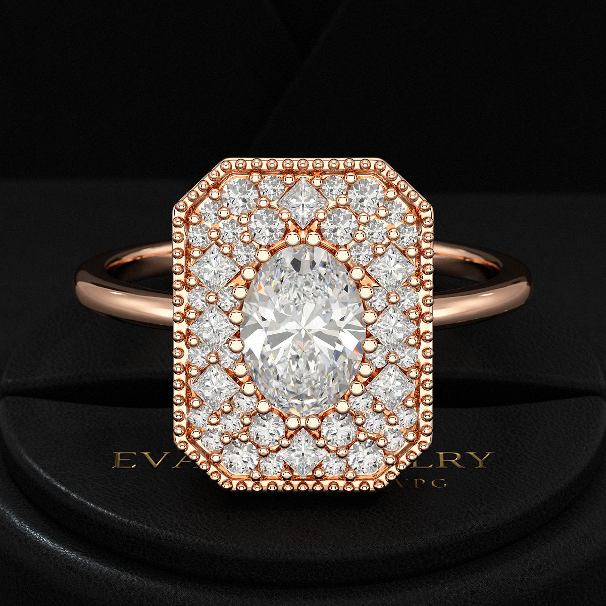 Antique Diamond Mosaic Engagement Ring - Evara Jewelry LLC