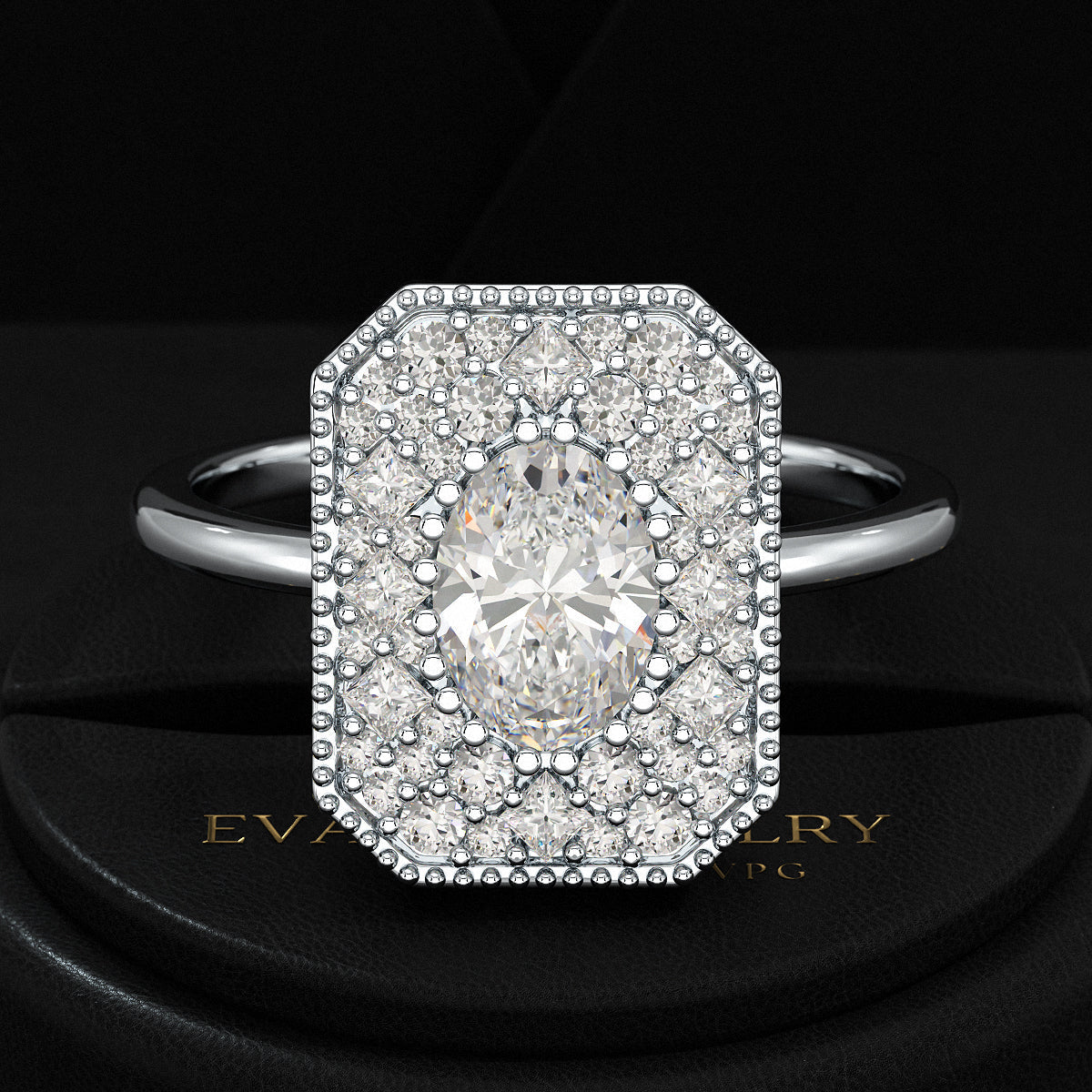 Antique Diamond Mosaic Engagement Ring - Evara Jewelry LLC