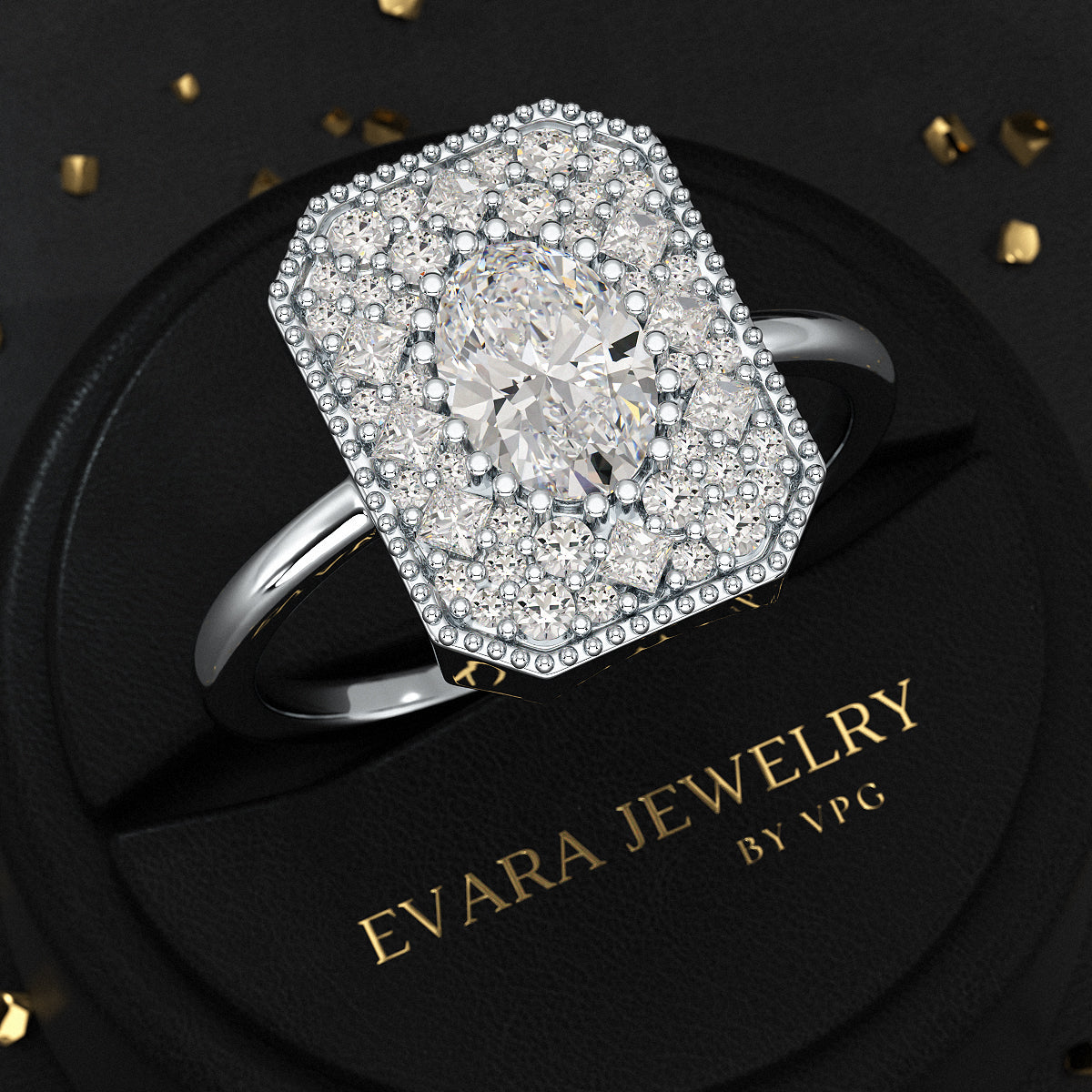 Antique Diamond Mosaic Engagement Ring - Evara Jewelry LLC