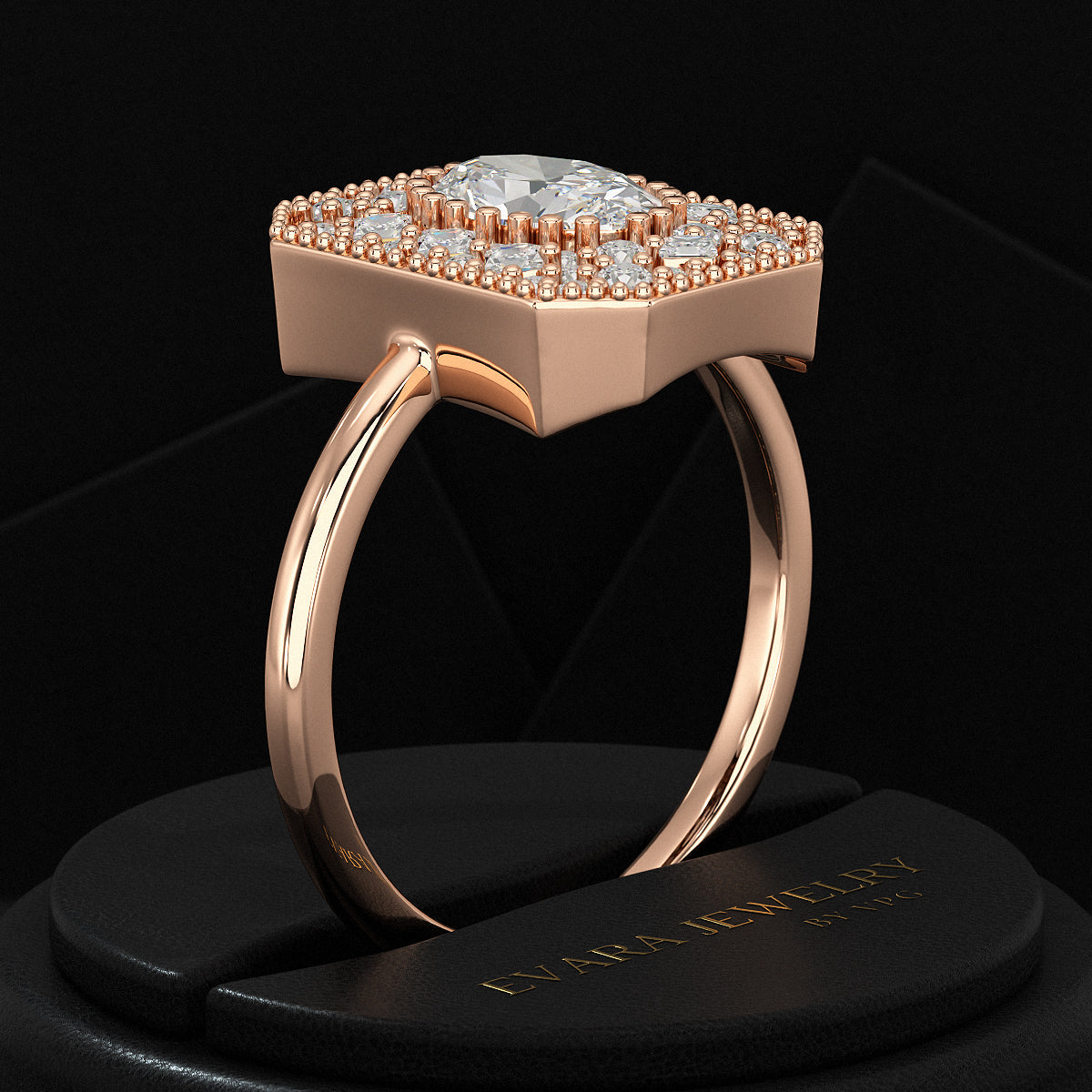 Antique Diamond Mosaic Engagement Ring - Evara Jewelry LLC