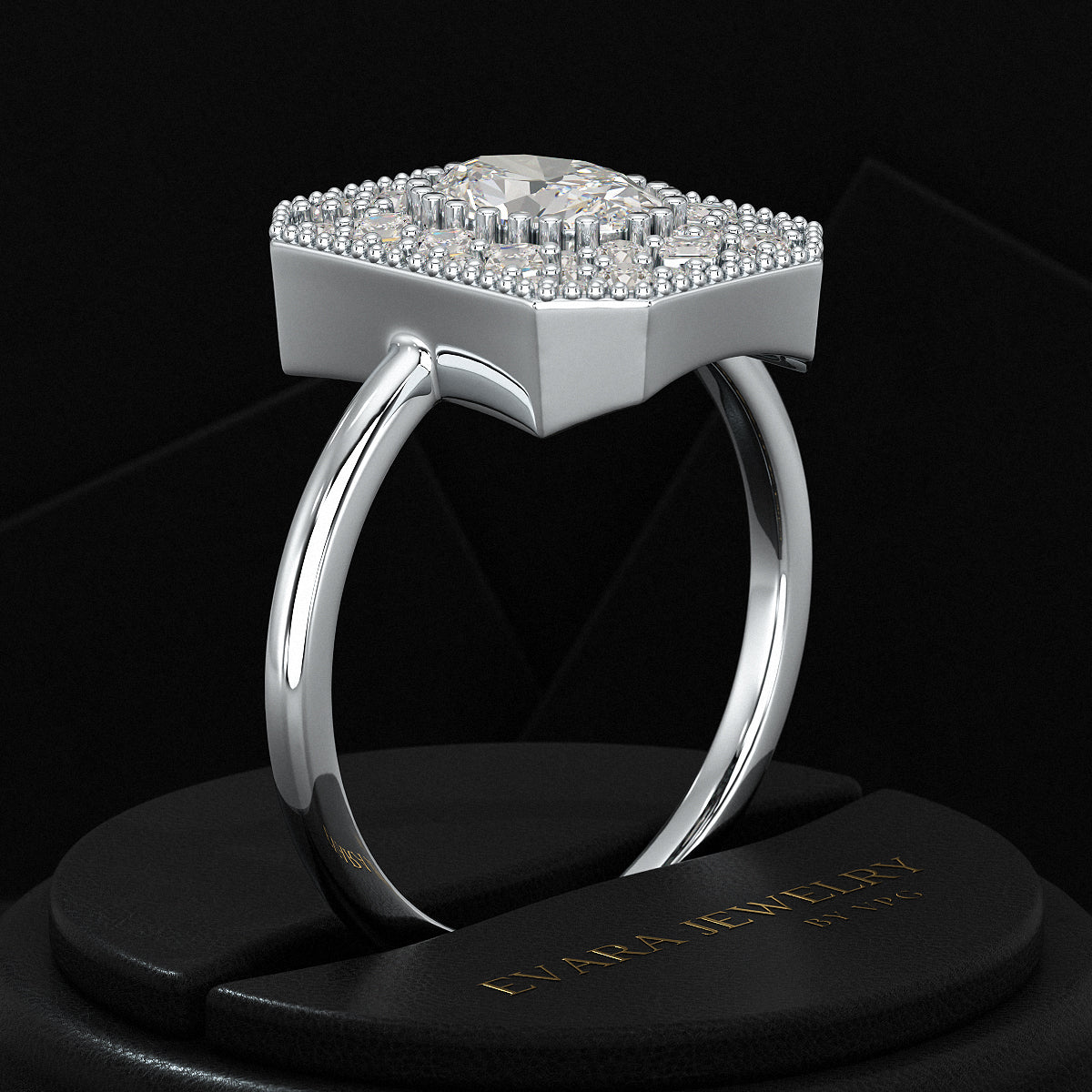 Antique Diamond Mosaic Engagement Ring - Evara Jewelry LLC