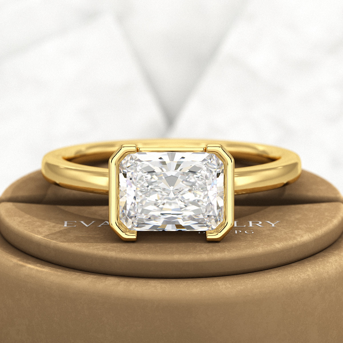 2 Carat Radiant Cut East West Anniversary Ring - Evara Jewelry LLC