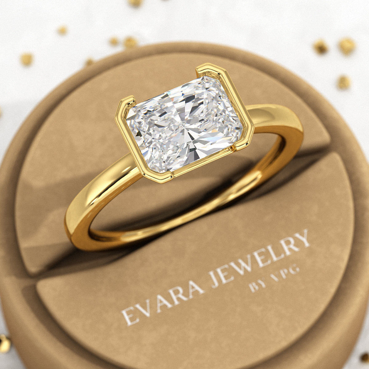 2 Carat Radiant Cut East West Anniversary Ring - Evara Jewelry LLC