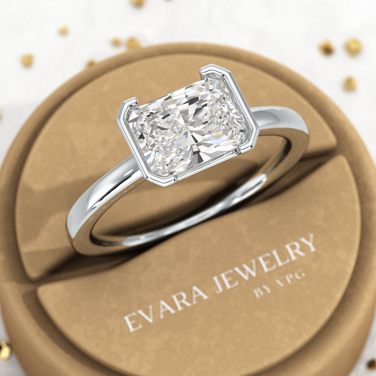 2 Carat Radiant Cut East West Anniversary Ring - Evara Jewelry LLC