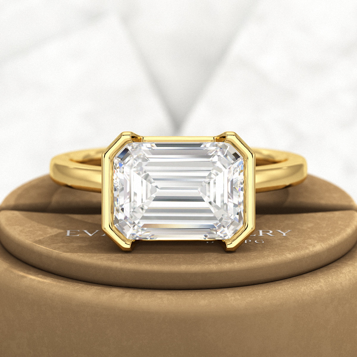 3 Carat Emerald Cut East West Anniversary Ring - Evara Jewelry LLC