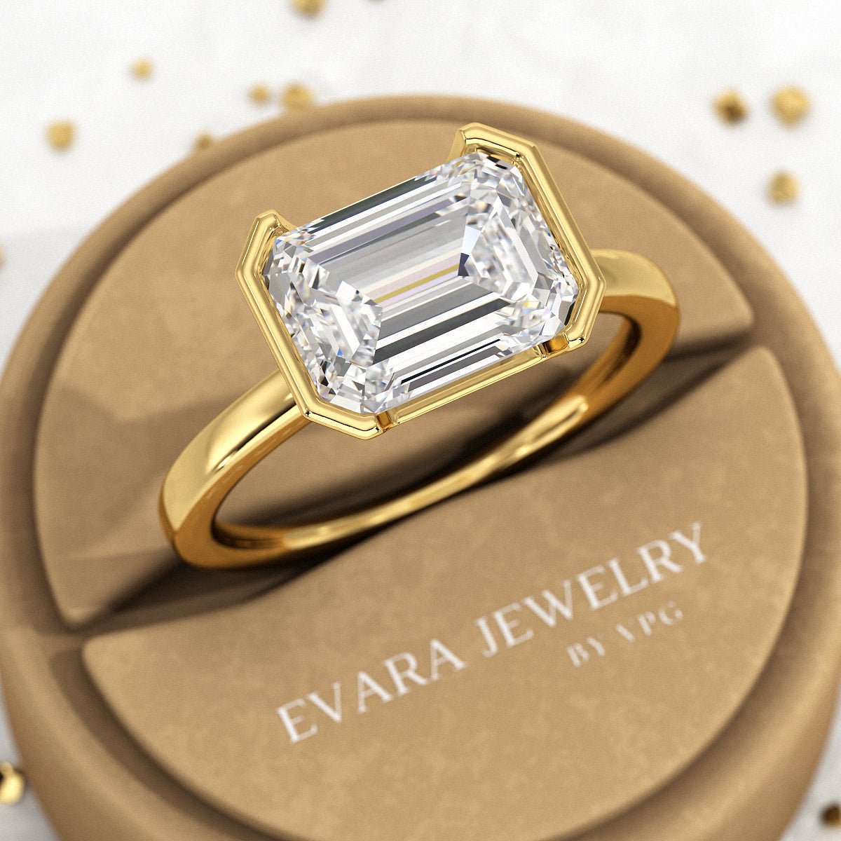 3 Carat Emerald Cut East West Anniversary Ring - Evara Jewelry LLC