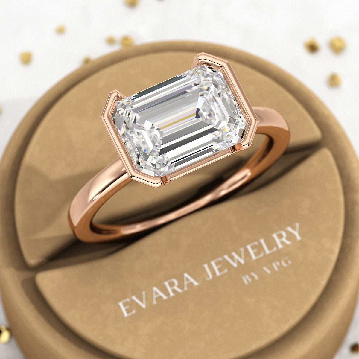 3 Carat Emerald Cut East West Anniversary Ring - Evara Jewelry LLC