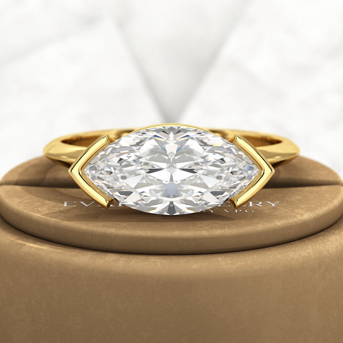 2 Carat Marquise Cut East West Diamond Proposal Ring - Evara Jewelry LLC