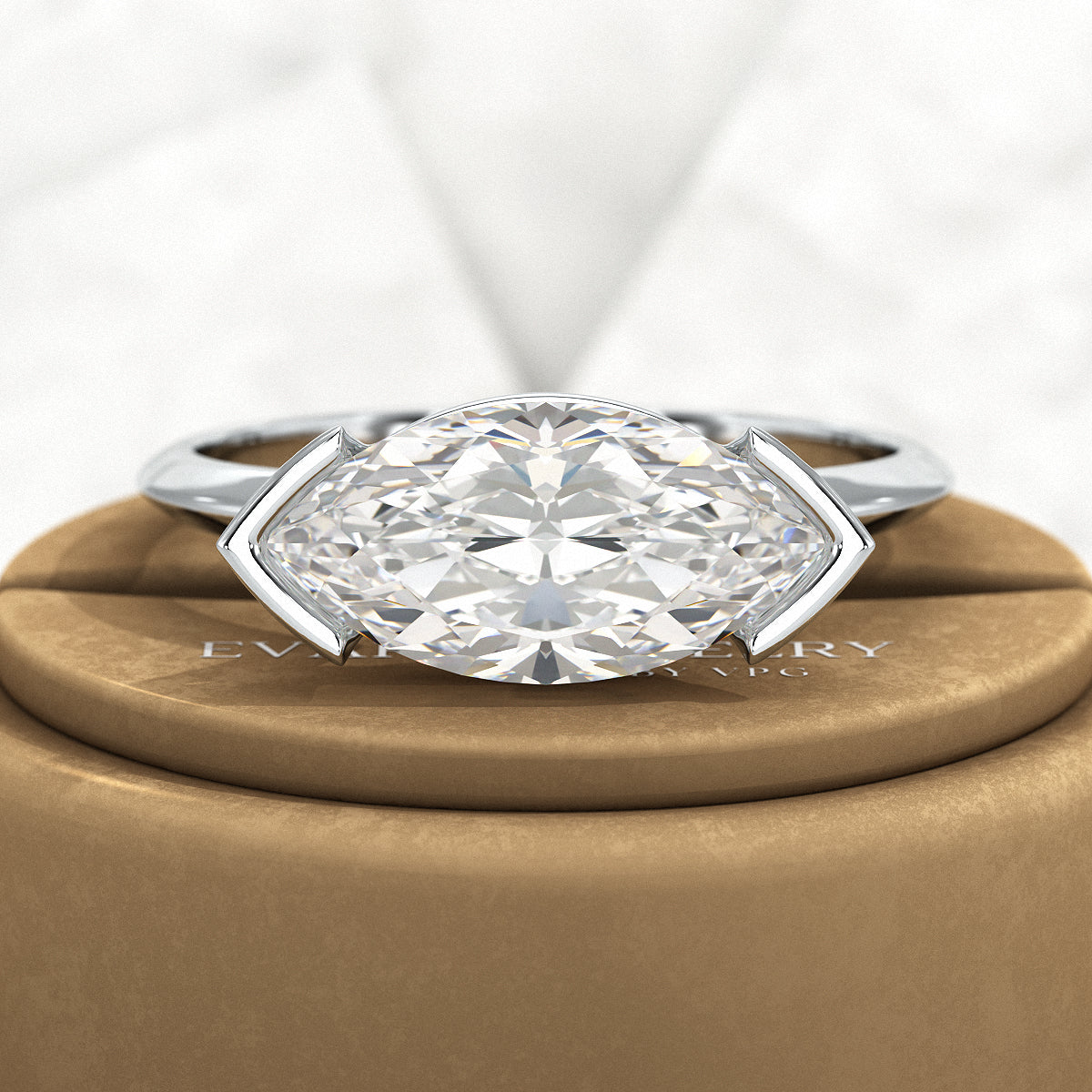 2 Carat Marquise Cut East West Diamond Proposal Ring - Evara Jewelry LLC