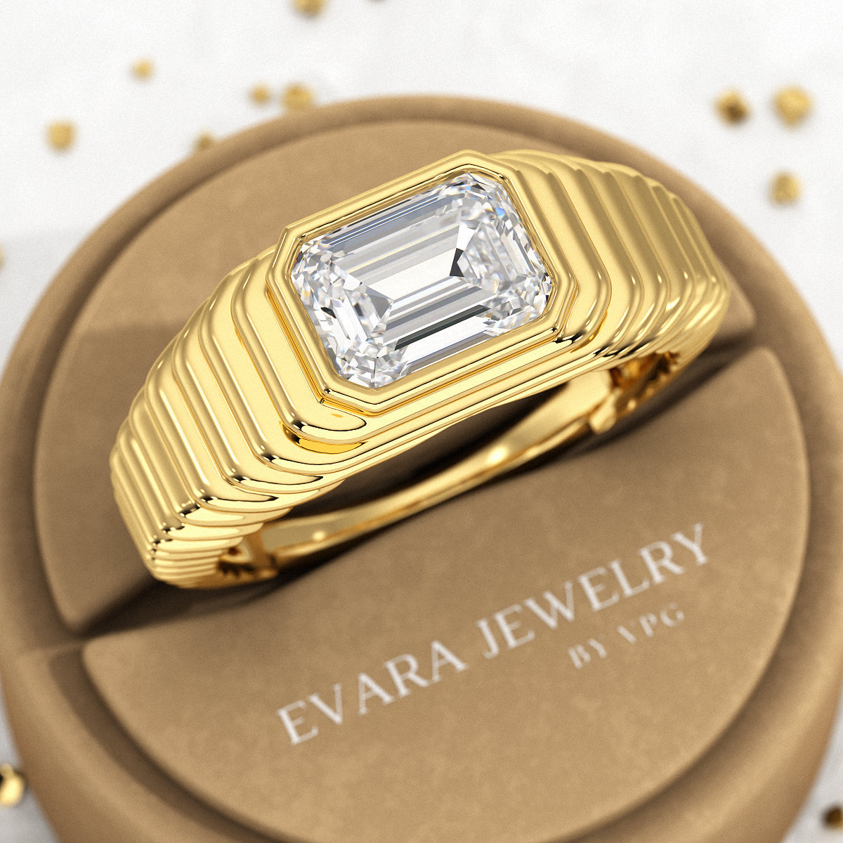 1.50 Carat Emerald Cut Diamond Chunky Bombe Ring - Evara Jewelry LLC