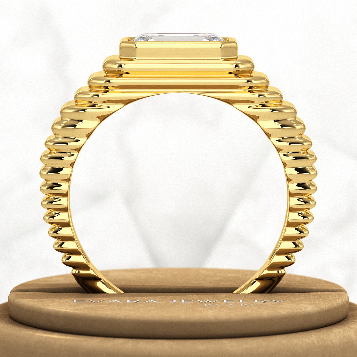 1.50 Carat Emerald Cut Diamond Chunky Bombe Ring - Evara Jewelry LLC