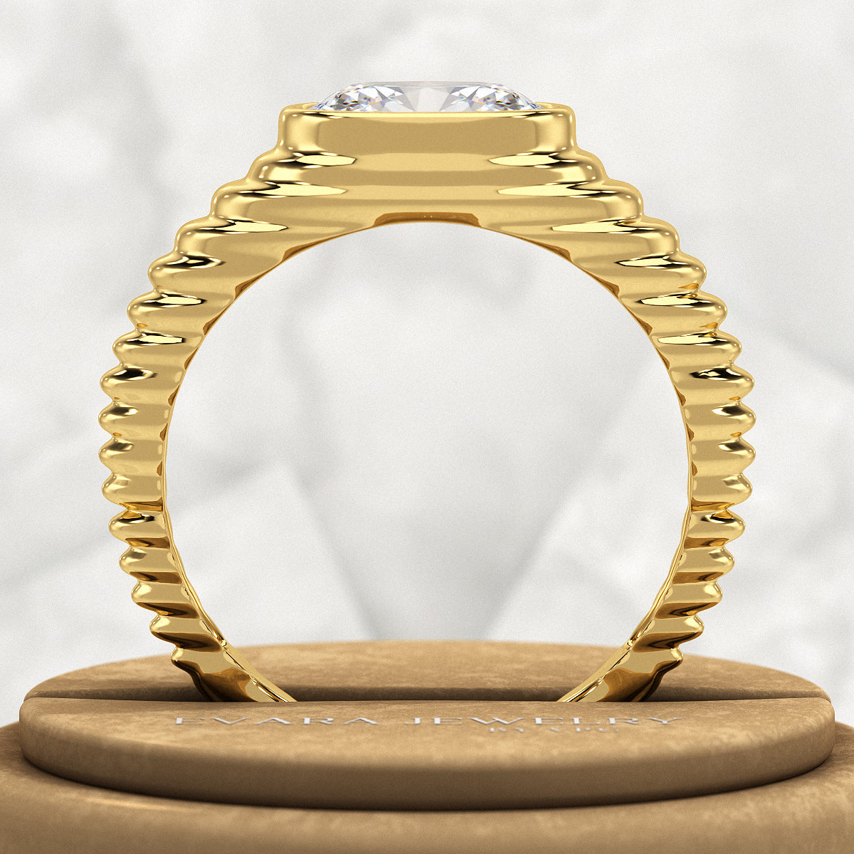 1.50 Carat Oval Cut Diamond Chunky Bombe Signet Ring - Evara Jewelry LLC