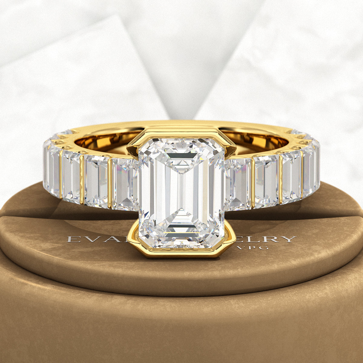 Luxury Diamond 4.52 Carat Emerald Cut Wedding Band - Evara Jewelry LLC