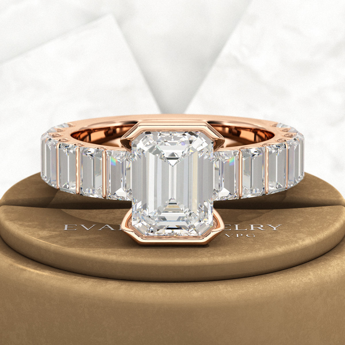 Luxury Diamond 4.52 Carat Emerald Cut Wedding Band - Evara Jewelry LLC