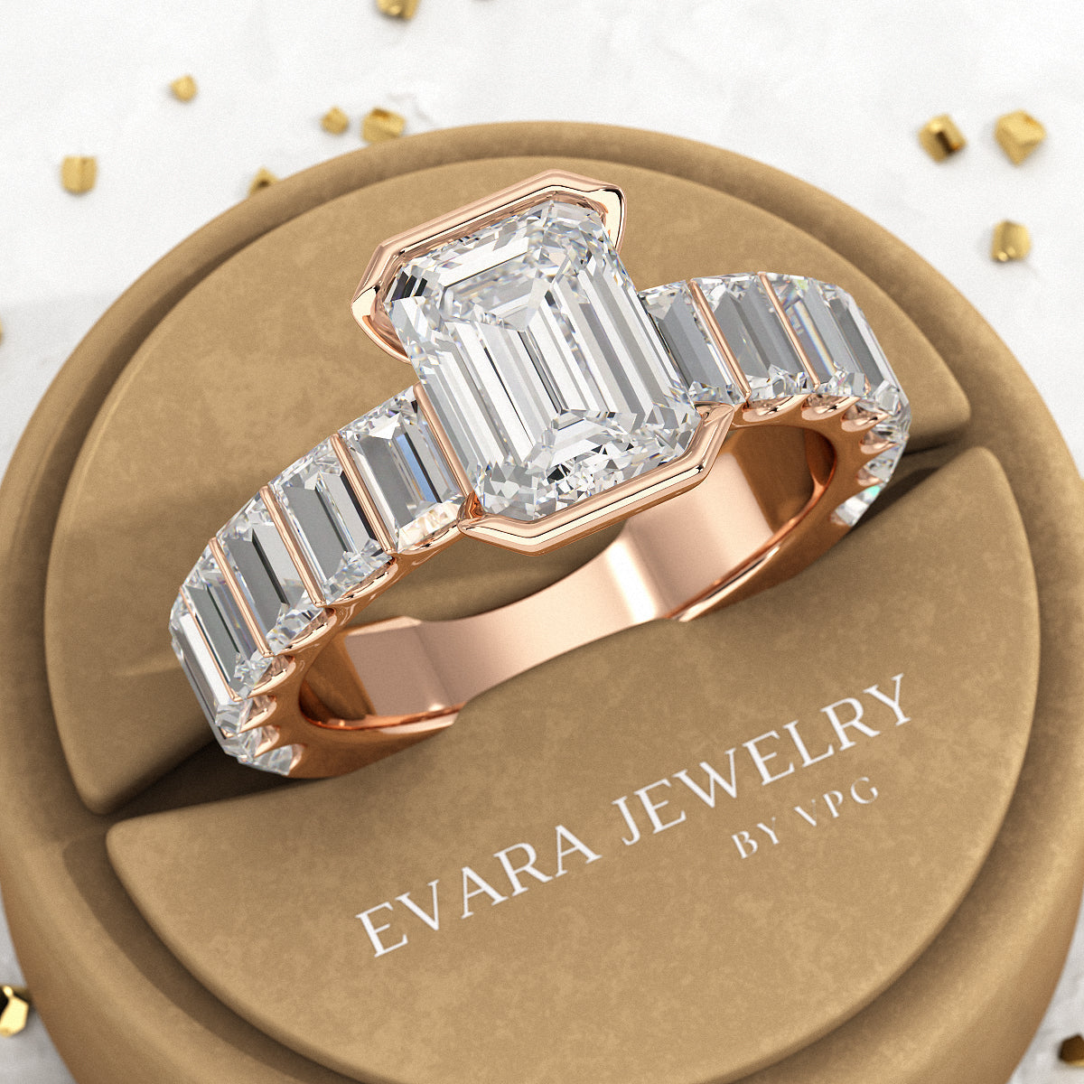 Luxury Diamond 4.52 Carat Emerald Cut Wedding Band - Evara Jewelry LLC