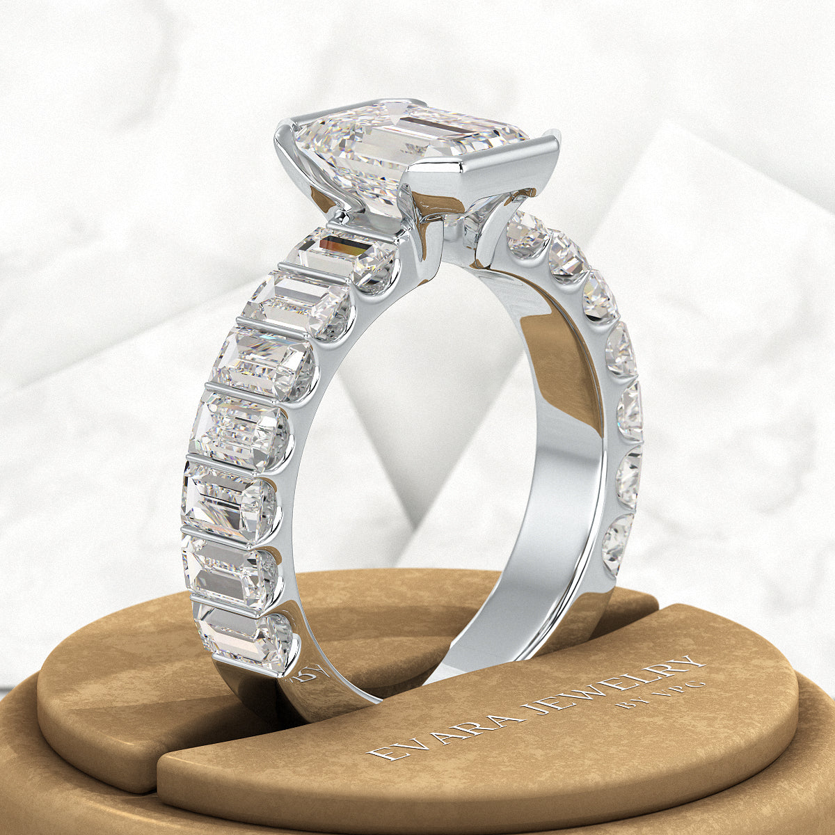 Luxury Diamond 4.52 Carat Emerald Cut Wedding Band - Evara Jewelry LLC