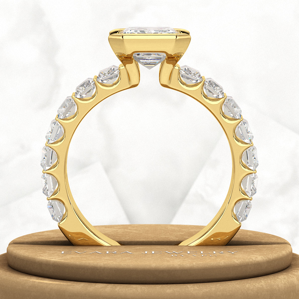 Luxury Diamond 4.52 Carat Emerald Cut Wedding Band - Evara Jewelry LLC